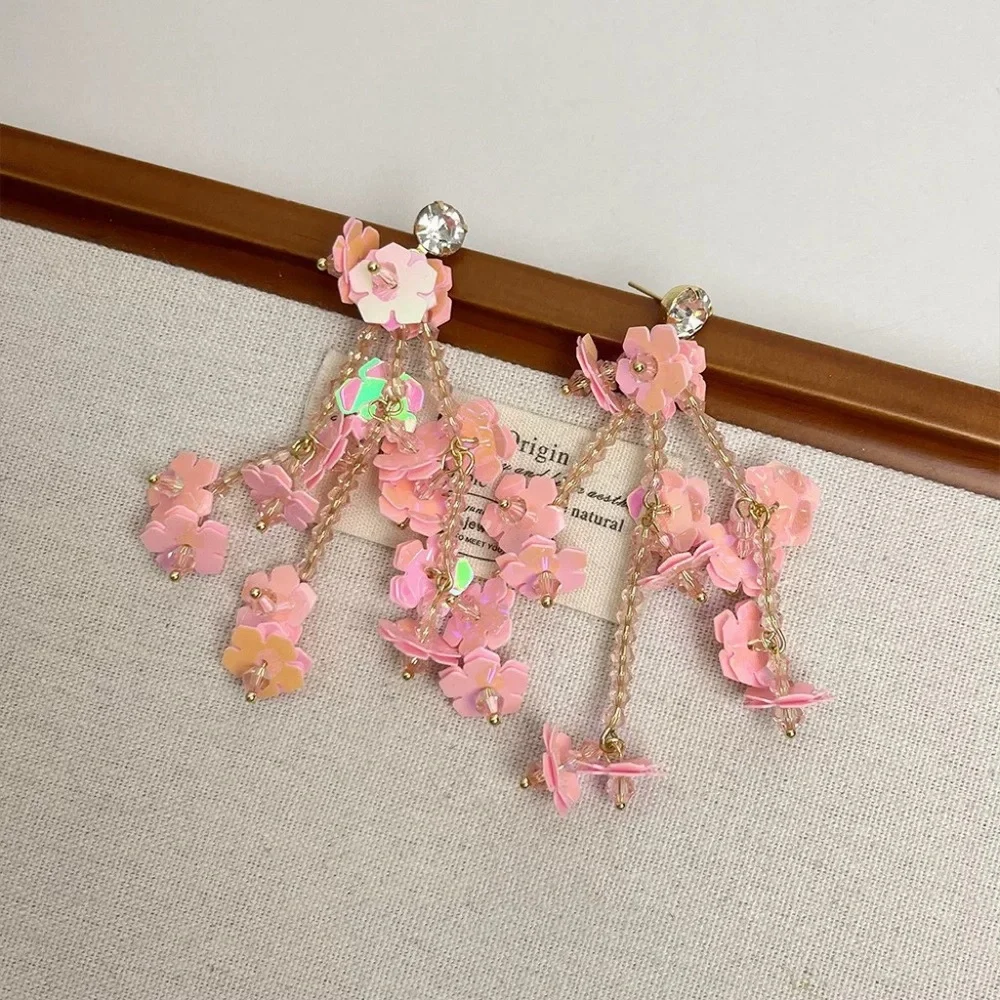 3/$20 Handmade Floral Pink Dangle Earrings